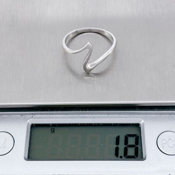 Vintage ATI Sterling Silver 925 14mm Abstract Swirl Wave Ring Size 8 - Picture 7 of 9